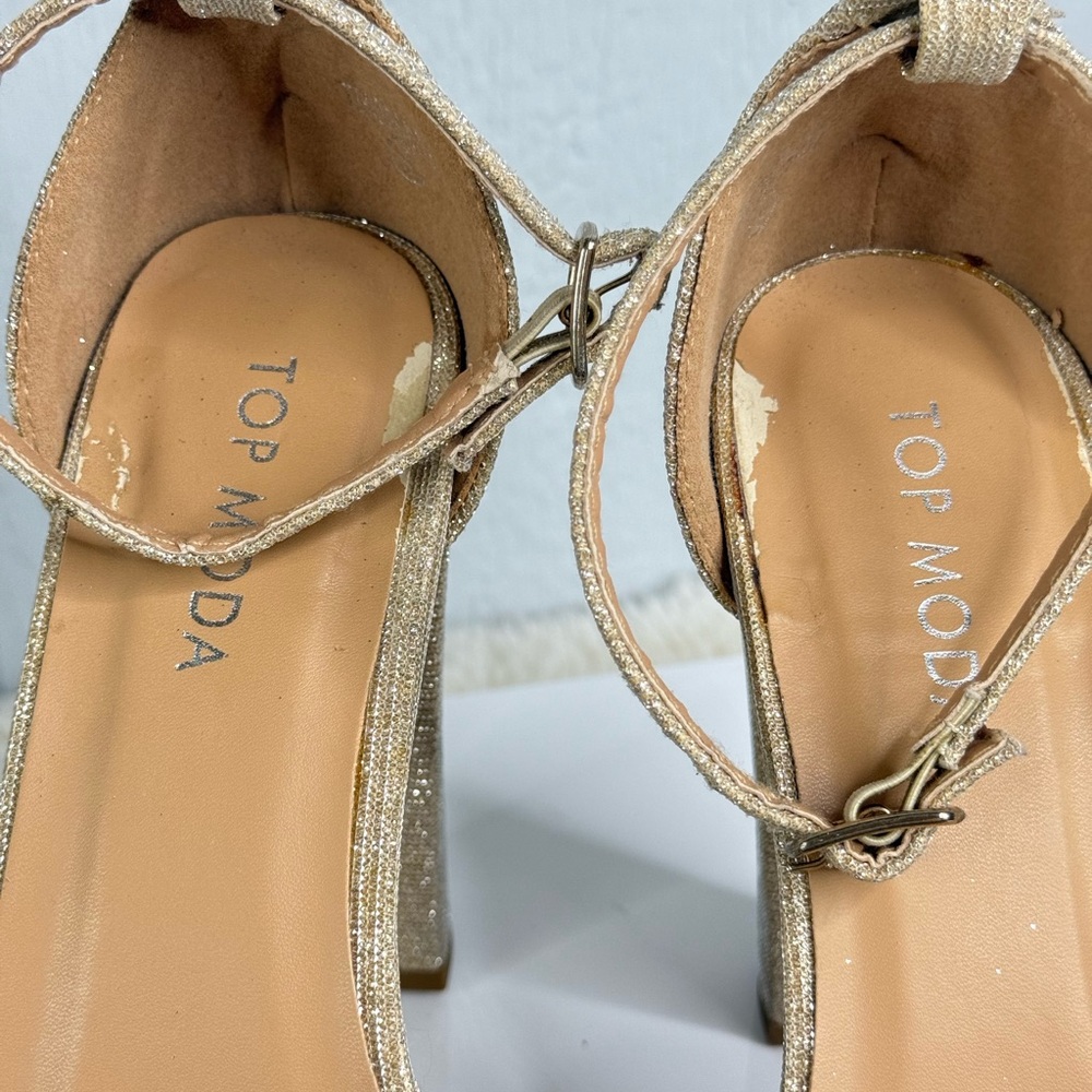 TOP Moda Women's Gold Platform Heels - Picture 5 of 8